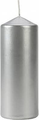 Cylindrical Candle 60x150 mm, silver metallic - Bispol — photo N1