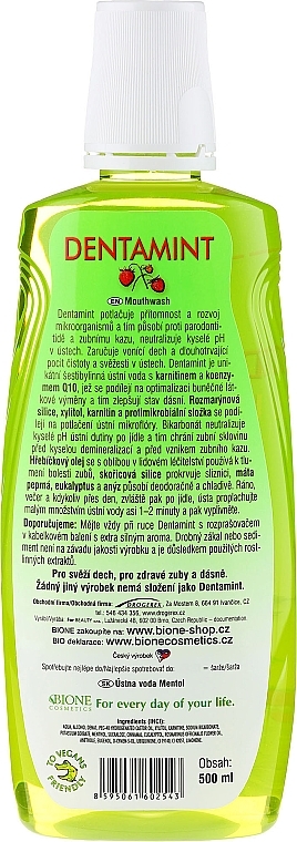 Mouthwash - Bione Cosmetics Dentamint Mouthwash Menthol — photo N25