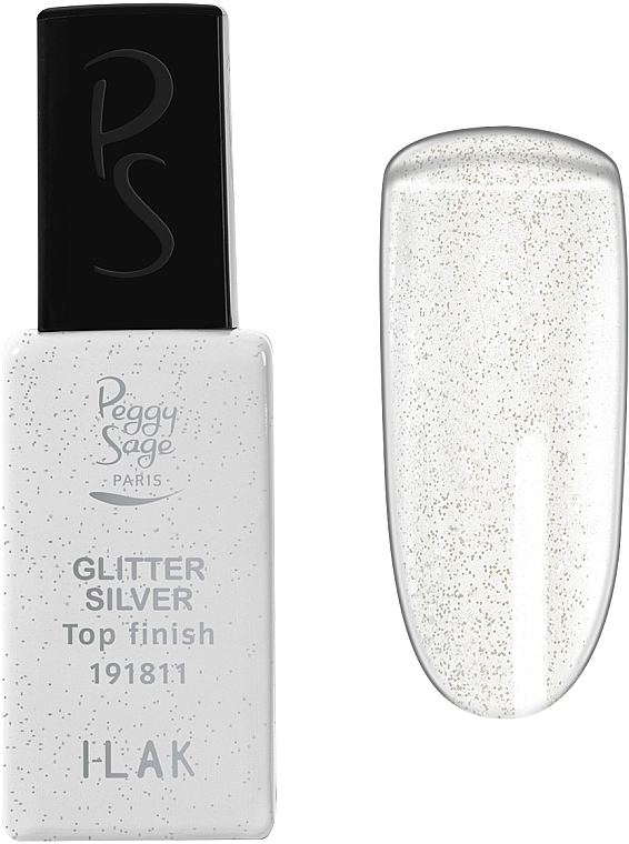 Nail Top Coat - Peggy Sage Top Finish Glitter Silver I-Lak — photo N1