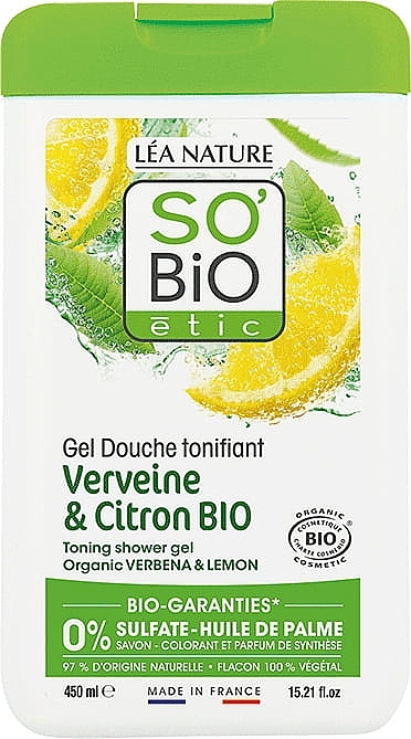 Verbena & Lemon Shower Gel - So'Bio Etic Verbena & Lemon Toning Shower Gel — photo N1