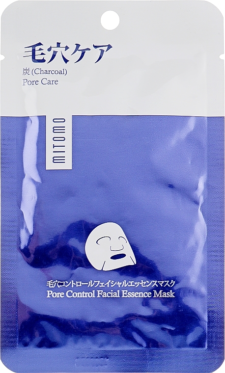 Charcoal Face Mask - Mitomo Premium Pore Control Facial Essence Mask — photo N1