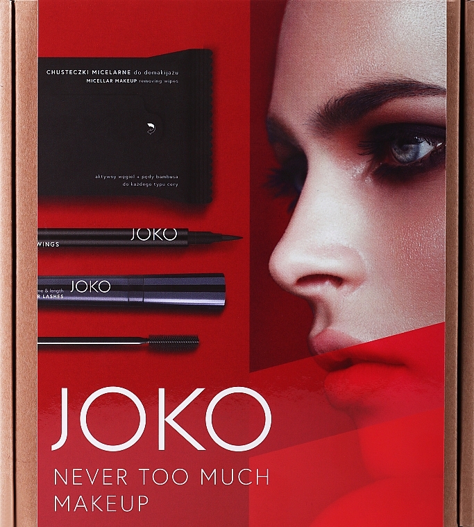 Set - Joko Never Too much Makeup (mascara/9ml + eye/liner/5g + wipes/15pcs) — photo N1