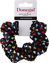 Fragrances, Perfumes, Cosmetics Scrunchie FA-5608, black with hearts - Donegal