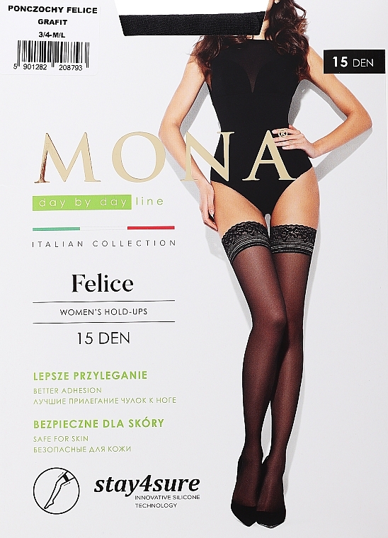 Felice Stockings, 15 Den, grafit - MONA — photo N1