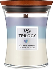 Scented Candle in Glass - Woodwick Hourglass Trilogy Candle Calming Retreat  — photo N2