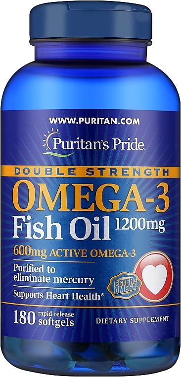 Omega-3, 1200 mg - Puritan's Pride Double Strength Omega-3 Fish Oil 1200mg/600mg Softgels — photo N1