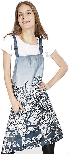 Hairdressing Apron, blue with pattern - Bifull Professional Decorated Apron With Cherry Blue — photo N1