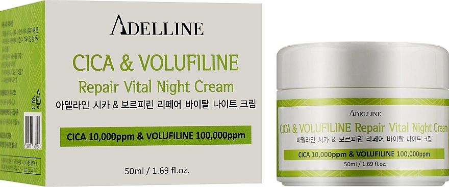 Night Face Cream with Centella & Volufilin - Adelline Cica Volufiline Repair Vital Night Cream — photo N2