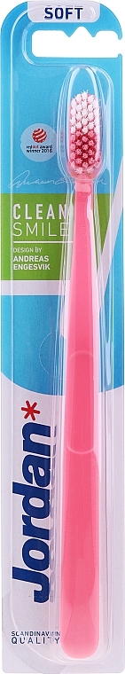 Toothbrush Clean Smile, soft, white-pink - Jordan Clean Smile Soft — photo N1