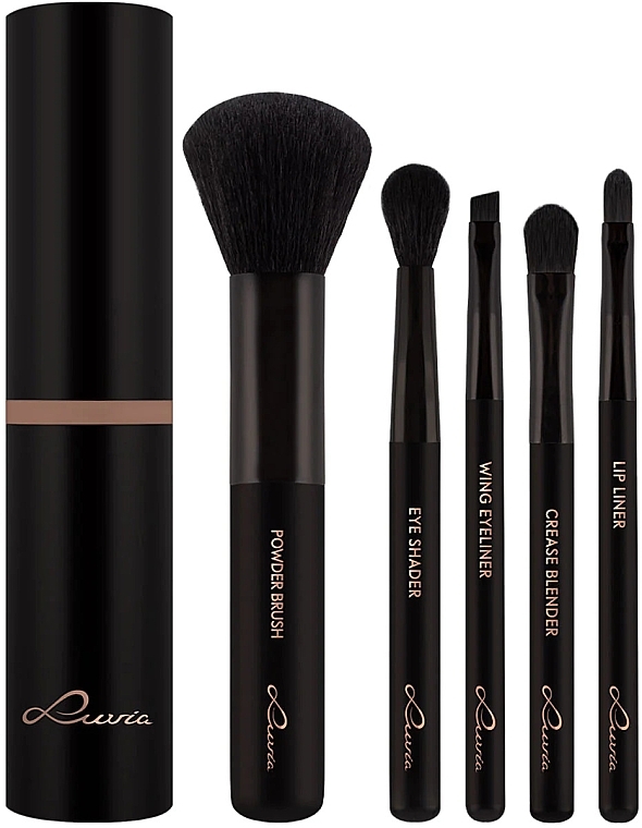 Makeup Brush Set, 5 pcs - Luvia Cosmetics Espresso Travel Brush Set — photo N2