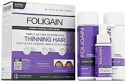 Fragrances, Perfumes, Cosmetics Set - Foligain Triple Action Hair Care System For Women (shmp/100ml + cond/100ml + ser/30ml)