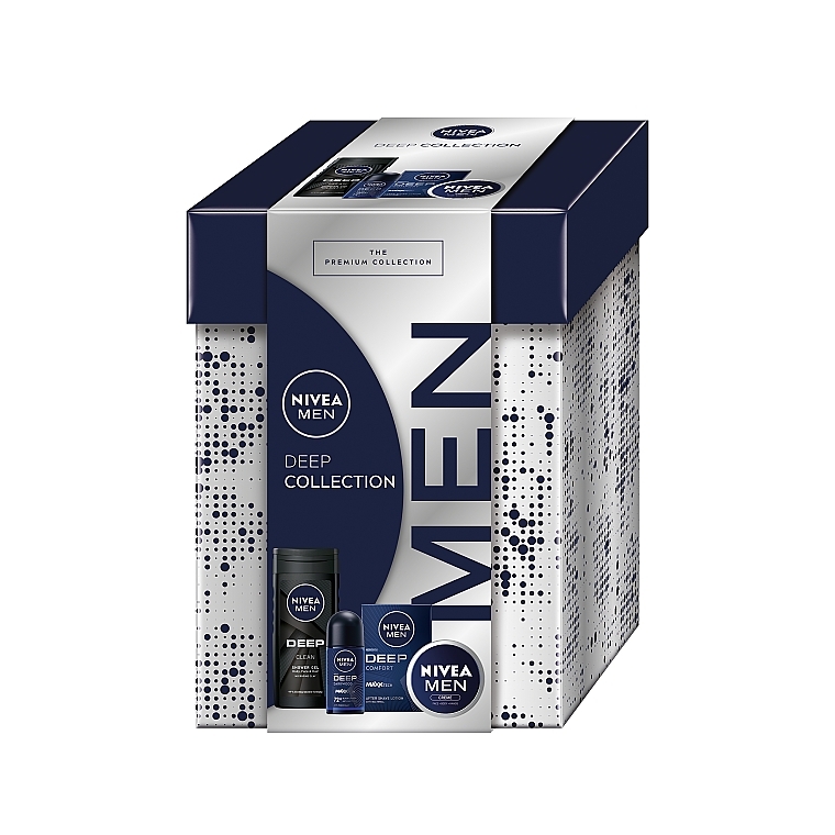 セット - NIVEA MEN Deep Collection (deo/roll/50ml + sh/gel/250ml + cr/75ml + after/sh/lot/100ml) — photo N1