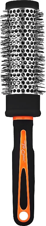 Hair Brush "Neon" Round 37mm, 63718, black with orange - Top Choice — photo N1