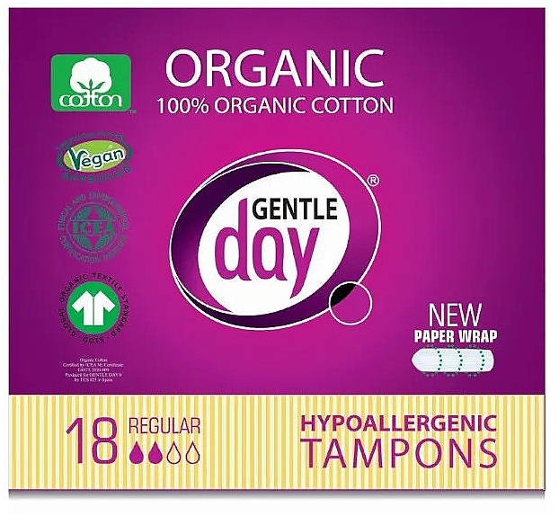 Sanitary Tampons, 18 pcs - Gentle Day Hypoallergenic Tampons Regular — photo N1