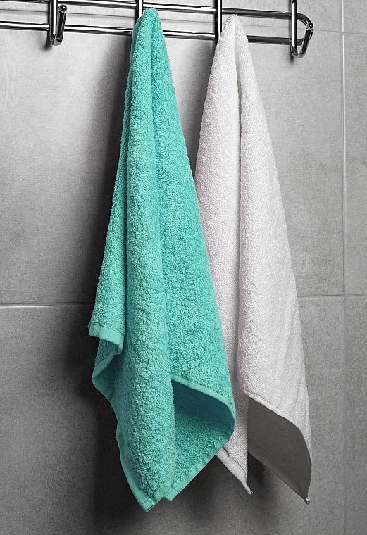 Face Towel Set 'Twins', white and turquoise - MAKEUP Face Towel Set Turquoise + White — photo N3