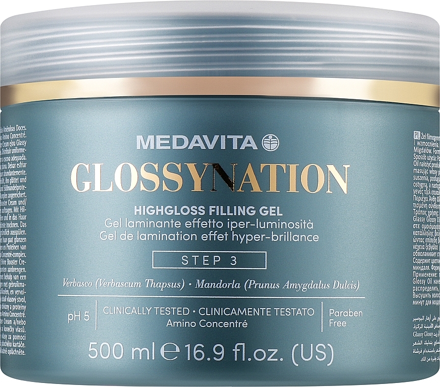 Hair Lamination Gel 'Step 3' - Medavita Glossynation Highloss Filling Gel — photo N1