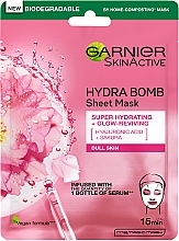 Fragrances, Perfumes, Cosmetics Aqua-Bomb Sheet Mask with Hyaluronic Acid & Sakura Extract - Garnier Skin Active Hydra Bomb Sheet Mask