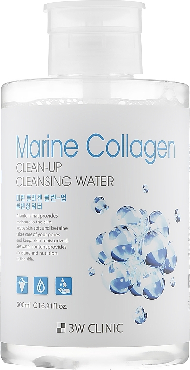 Cleansing Micellar Water with Marine Collagen - 3w Clinic Marine Collagen Clean-Up Cleansing Water — photo N1