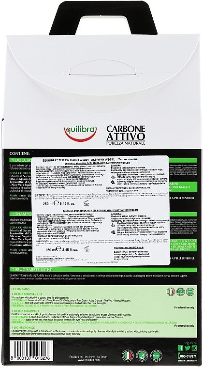 Set - Equilibra Active Charcoal Detox Bio Box (sh/gel/250ml + shampoo/250ml + b/sponge/1) — photo N2