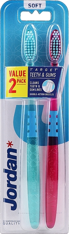 Toothbrush Soft, purple+green - Jordan Target Teeth Toothbrush  — photo N2