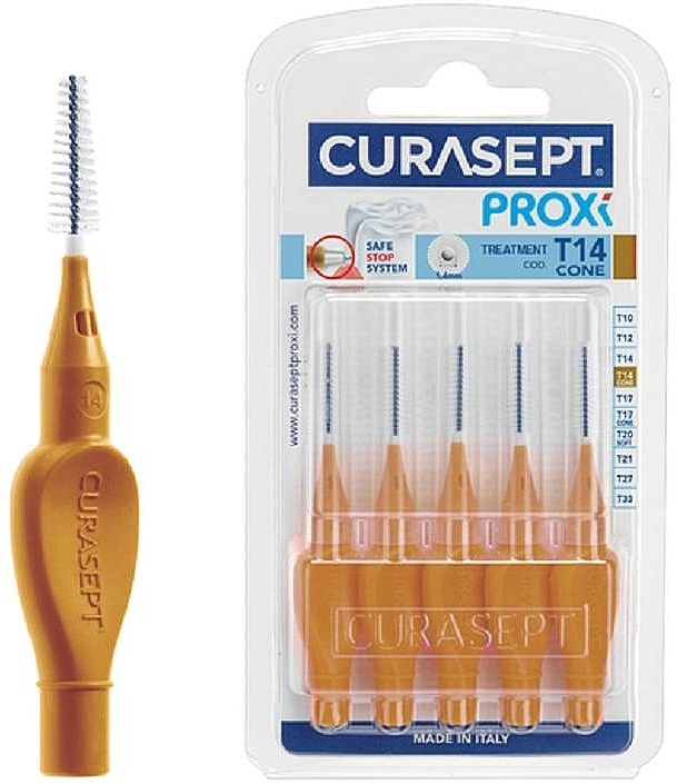 Interdental Brushes 1.4 mm, 5 pcs., dark gold - Curaprox Curasept Proxi T14 Cone Dark Gold — photo N1