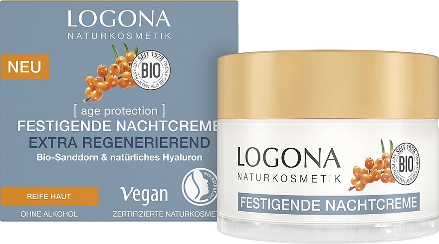 Moisturizing Sea Buckthorn Night Cream - Logona Age Protection Extra-Firming & Nourishing 2-Phase Firming Night Cream — photo N12