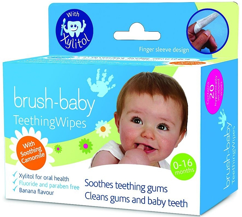 Baby Teething Wipes with Xylitol & Chamomile - Brush-Baby Teething Wipes — photo N3