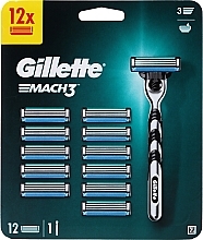 Shaving Razor with 12 Refill Cartridges - Gillette Mach3 — photo N1