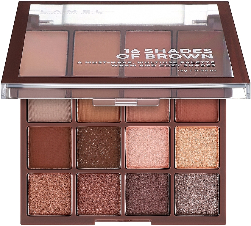 Eyeshadow Palette - LAMEL Make Up Eyeshadow 16 Shades Of Brown Palette — photo N1