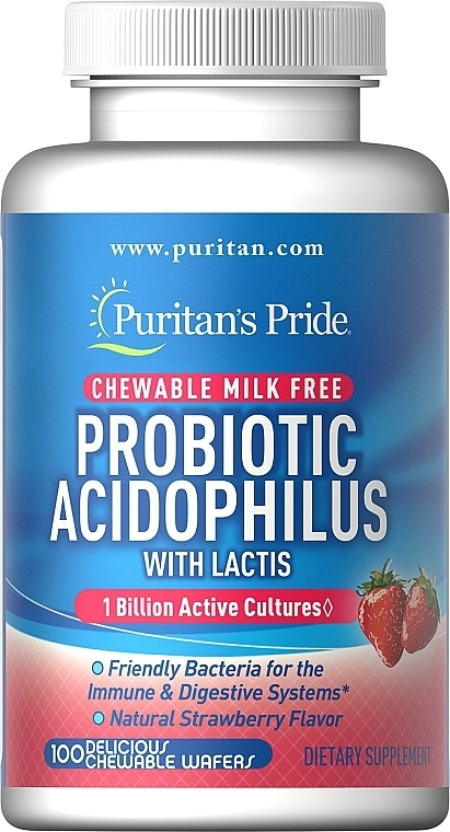 ストロベリー サプリメント - Puritan's Pride Probiotic Acidophilus With Lactis Strawberry — photo N1