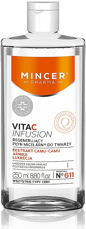 Micellar Water - Mincer Pharma Vita C Infusion №611 Regeneration Micellar Water — photo N1