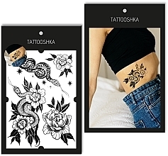 Temporary Tattoo "Snakes in Flowers" - Tattooshka — photo N1