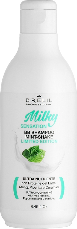 Refreshing & Repairing Shampoo with Mint & Milk Proteins - Brelil Milky Sensation BB Shampoo Mint-Shake Limitide Edition — photo N1