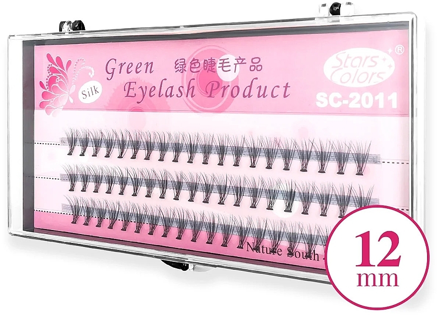 Lash Individuals, C, 12 mm - Clavier Pink Silk Green Eyelash — photo N1