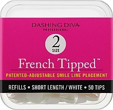 Short Nail Tips "French" - Dashing Diva French Tipped Short White 50 Tips (Size 2) — photo N1