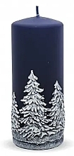 Fragrances, Perfumes, Cosmetics Decorative Candle "Christmas Trees", dark blue, 7x18 cm - Artman Christmas Tree Candle