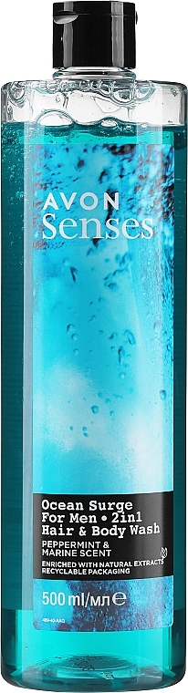 Shampoo-Shower Gel with Deodorizing Effect "Ocean Energy" for Men - Avon Senses For Men Ocean Surge Hair & Body Wash — photo N1