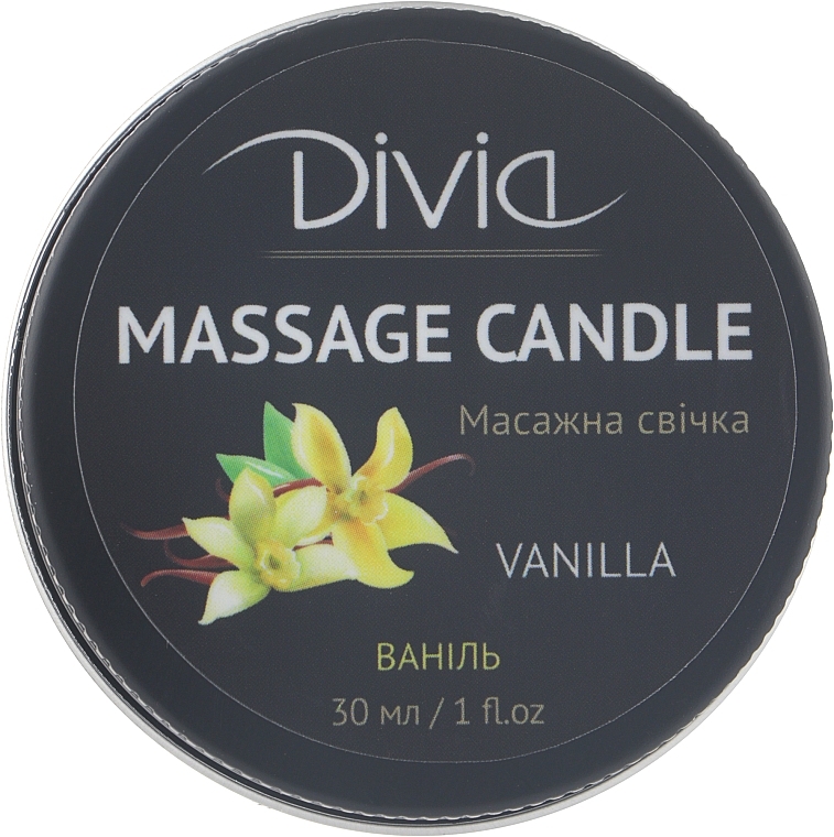 Hand & Body Massage Candle "Vanilla", Di1570 (30 ml) - Divia Massage Candle Hand & Body Vanilla Di1570 — photo N1