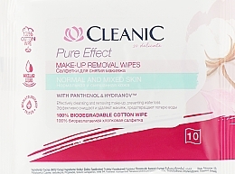 Makeup Remover Wipes for Normal Skin, 10pcs - Cleanic Pure Effect Moisturizing — photo N1