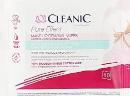 Fragrances, Perfumes, Cosmetics Makeup Remover Wipes for Normal Skin, 10pcs - Cleanic Pure Effect Moisturizing