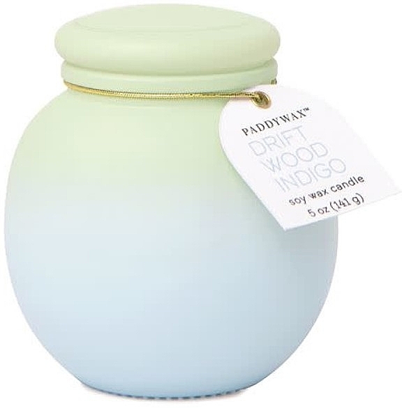 Scented Candle 'Indigo Driftwood' - Paddywax Orb Ombre Glass Candle Green & Blue Driftwood Indigo — photo N1