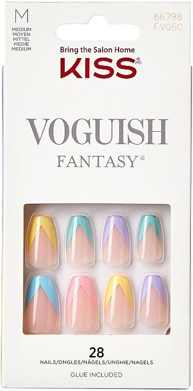 False Nails with Glue Set, M - Kiss Voguish Fantasy Nails Disco Ball — photo N1