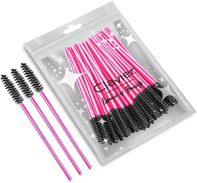 Lash & Brow Brush, black with pink handle - Clavier — photo N1