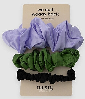 Hair Tie Set, 3 pcs. - Twisty We Curl Waaay Back Silk Hair Bands — photo N1