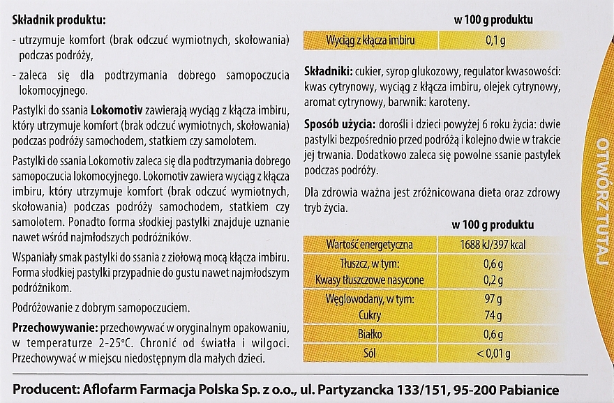 Anti-Motion Sickness Dietary Supplement, in lozenges - Aflofarm Lokomotiv — photo N2