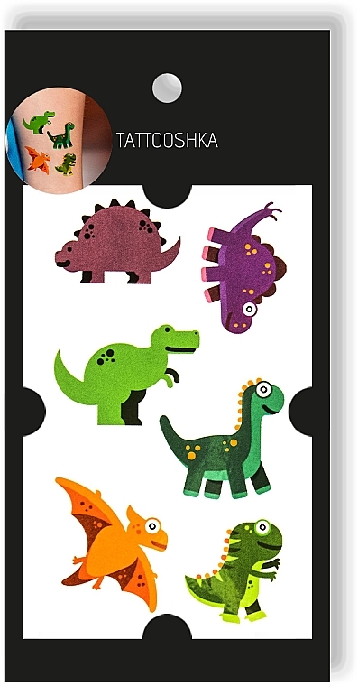 Kids Temporary Tattoo Set "Purple Dinosaurs" - Tattooshka — photo N2