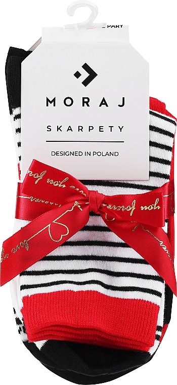 Valentine Gift Socks, 2 pairs, white + red - Moraj — photo N1