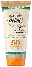 Fragrances, Perfumes, Cosmetics Sunscreen Lotion - Garnier Delial Eco-Designed Protective Milk SPF50 (tube)