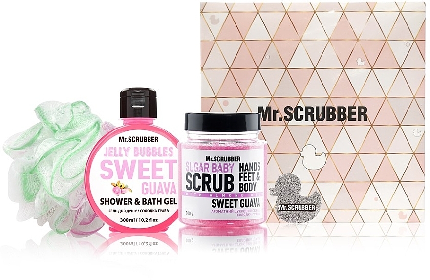 Set - Mr.Scrubber "Sweet Guava" (body/scr/300 g + sh/gel/275 ml + sh/sponge) — photo N1