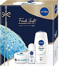 Fragrances, Perfumes, Cosmetics Set - Nivea Fresh Soft (sh/gel/250ml + deo/50ml + cr/100ml)